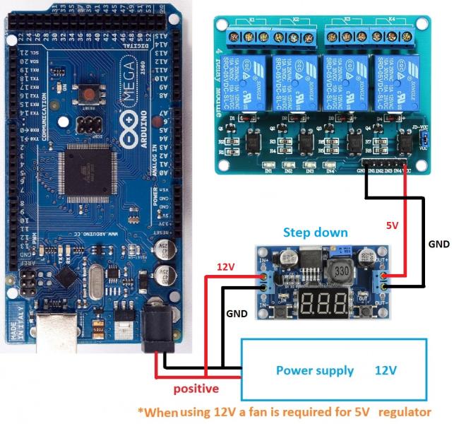 relay with external power supply and step down