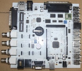 Board with connectors fixed